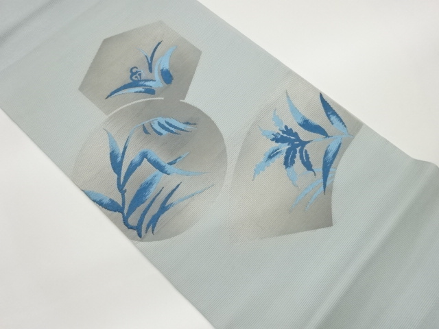 JAPANESE FUKURO OBI FOR SUMMER / WOVEN FLORAL PLANTS